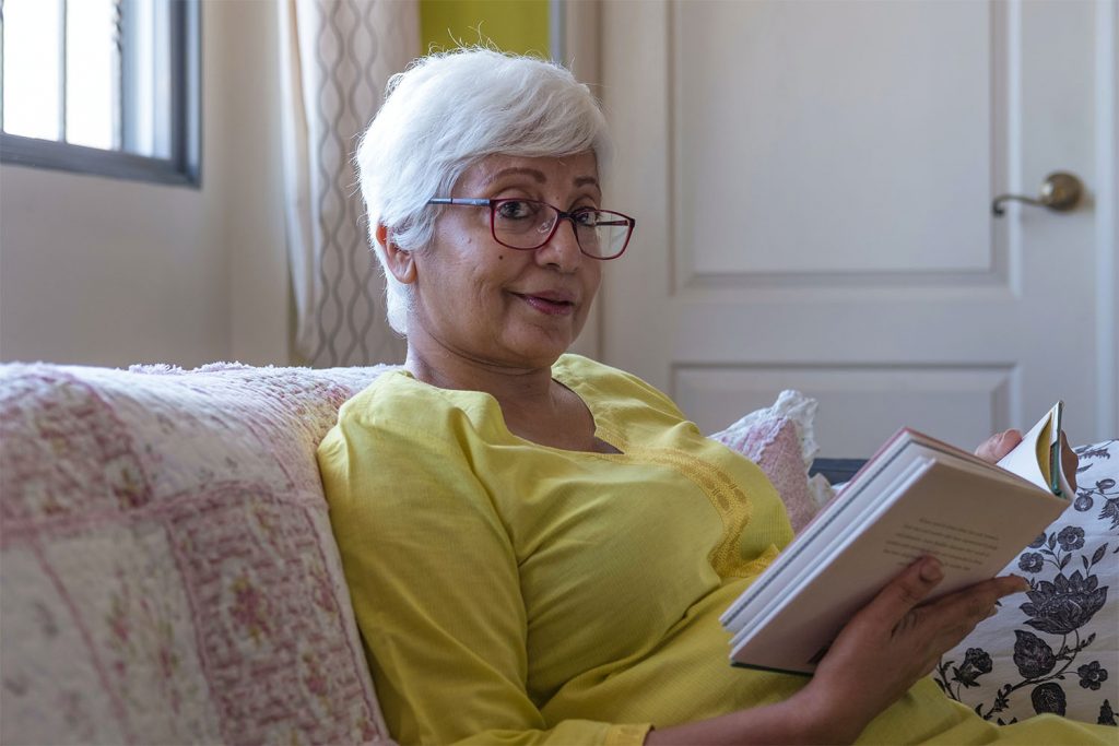 Resident reading book